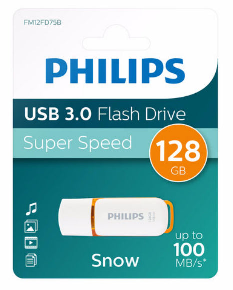 Philips FM12FD75B/00 lecteur USB flash 128 Go USB Type-A 3.2 Gen 1 (3.1 Gen 1) Orange, Blanc