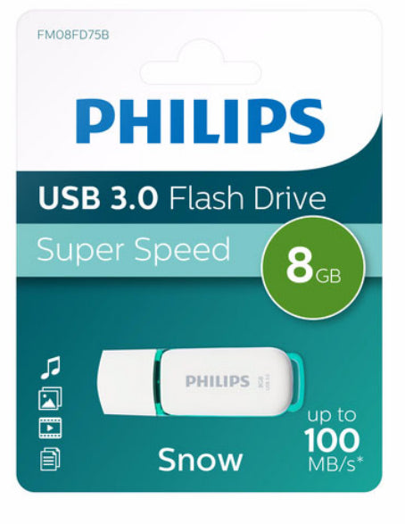Philips FM08FD75B lecteur USB flash 8 Go USB Type-A 3.2 Gen 1 (3.1 Gen 1) Turquoise, Blanc