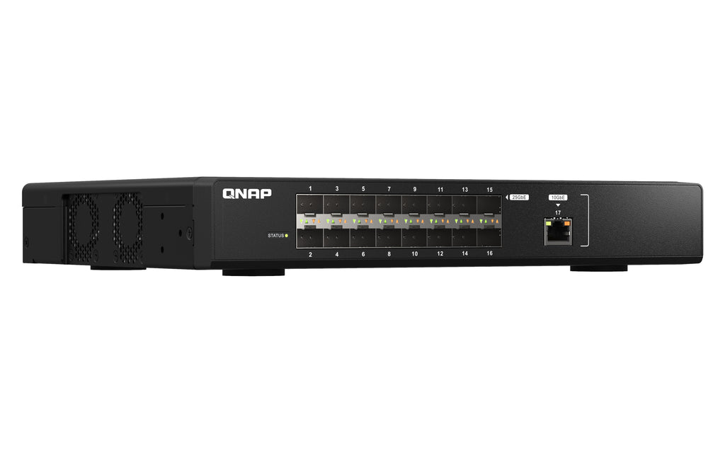 QNAP QSW-M5216-1T Commutateur Réseau Géré L2, 16 ports SFP28 25GbE et 1 port 10GbE NBASE-T, Noir - vue 3