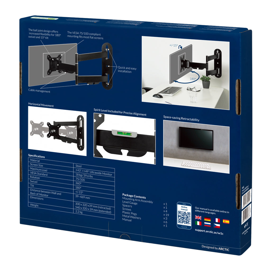 ARCTIC W1C 124,5 cm (49") Mur Noir