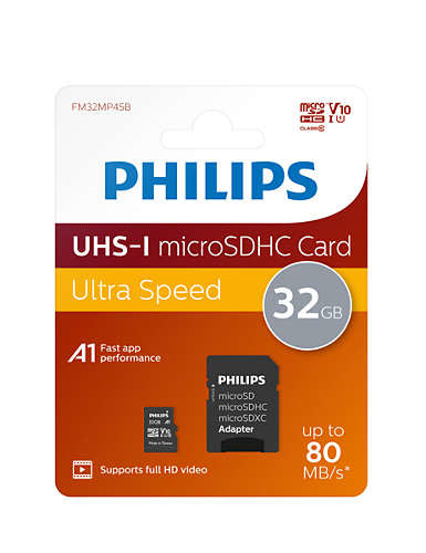 Philips FM32MP45B/00 mémoire flash 32 Go MicroSDXC UHS-I Classe 10