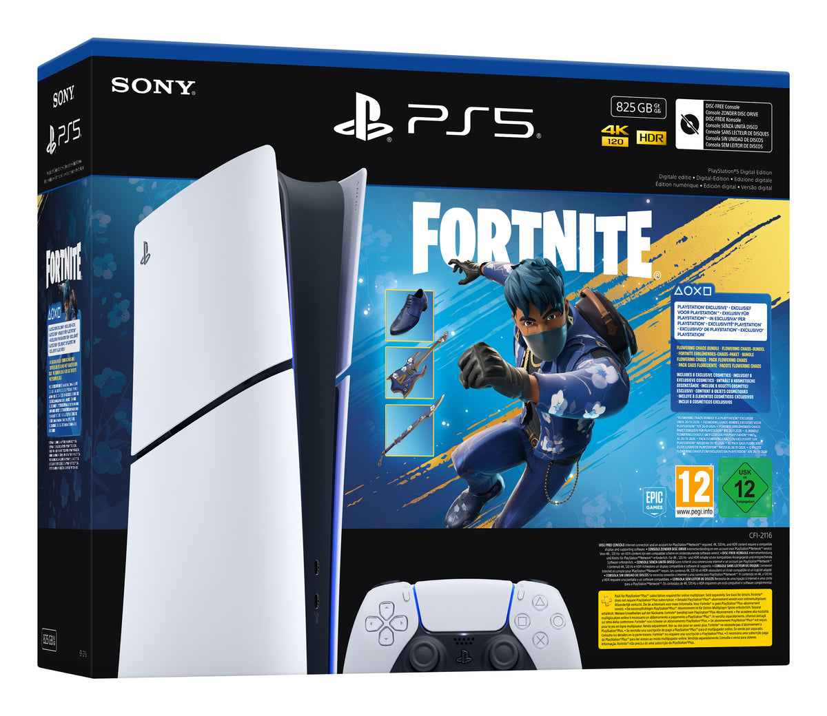 Sony PlayStation 5 Digital Edition - Fortnite Flowering Chaos Bundle 825 GB Wi-Fi, Blanc