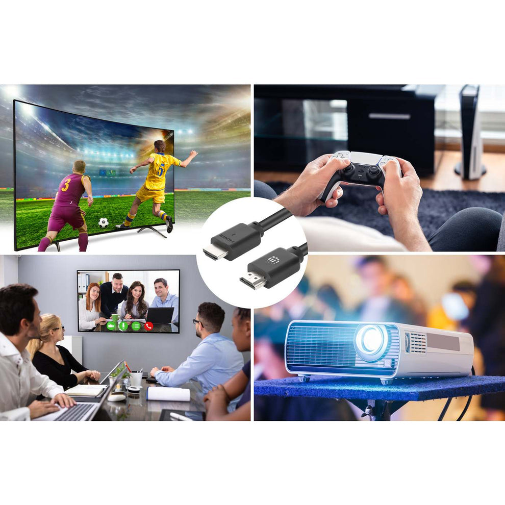 Manhattan Câble HDMI 4K@60 Hz avec Ethernet, 2 m, adapté à TOUT les usages 4K et 1080p/HD - lors de la mise à niveau ou préparez-la pour le moment où vous en aurez besoin, mâle à mâle, noir, Ultra HD 4K x 2K, garantie à vie, équivalent à HDMM2MP