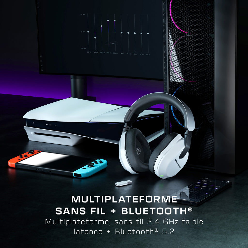 Turtle Beach Stealth 600 Console Blanc, Casque Gaming sans Fil, Batterie 80h, Bluetooth, pour PS5, PS4, PC et Mobile