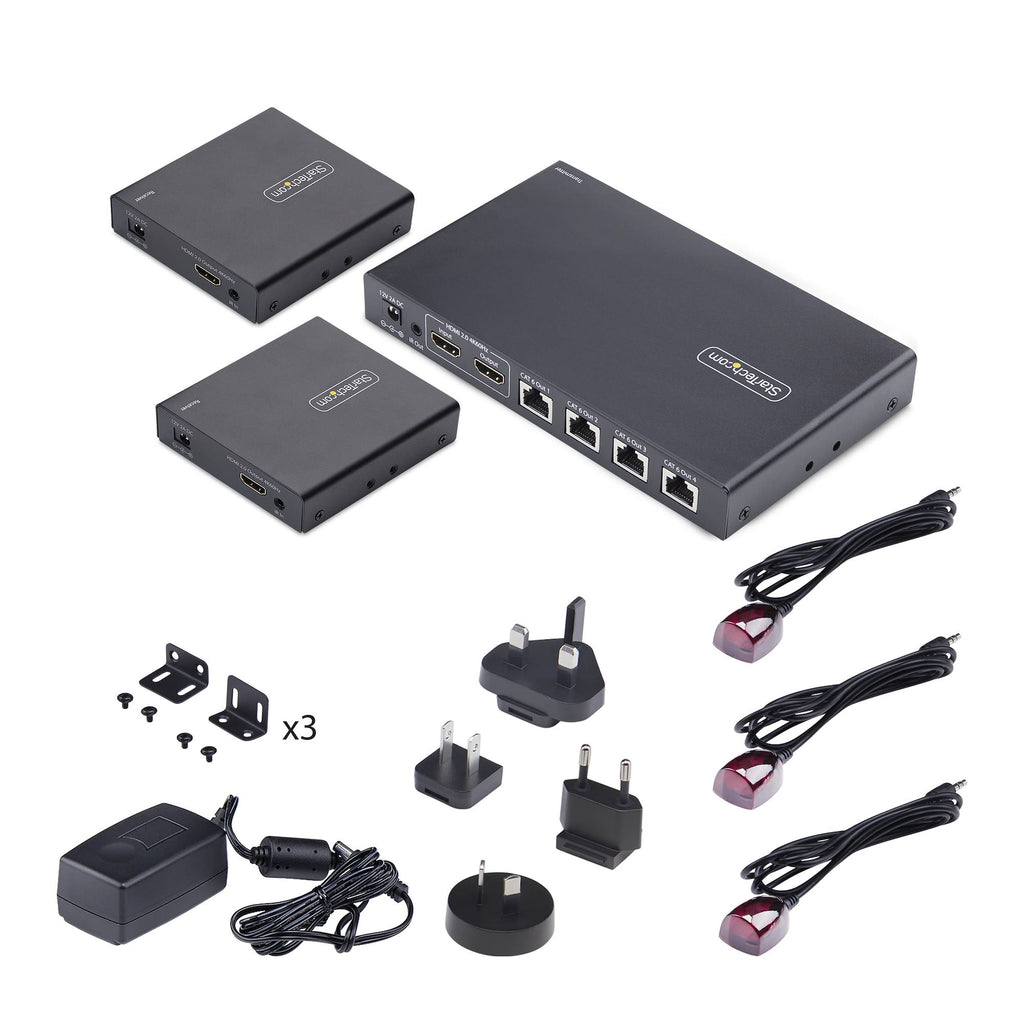 StarTech.com Répartiteur et Rallonge HDMI 1x4 sur CAT6, 4K 60Hz, jusqu'à 70m avec IR et Alimentation par Câble