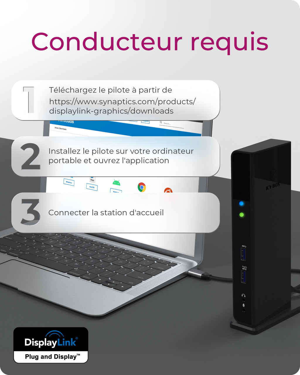 ICY BOX IB-DK2251AC Avec fil USB 3.2 Gen 2 (3.1 Gen 2) Type-A Noir - vue 6