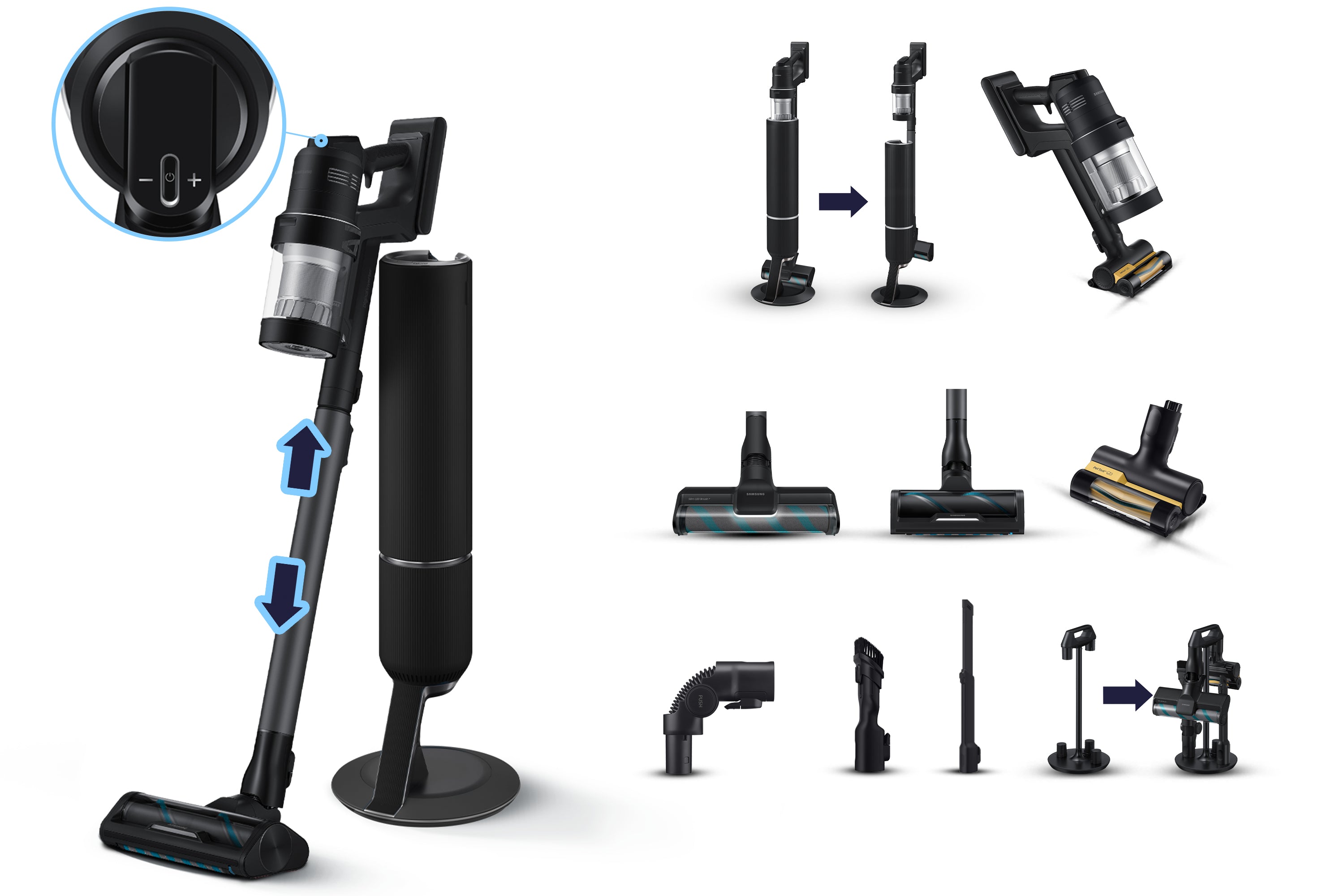 Samsung VS28C9784QK Aspirateur-balai 2 en 1 Batterie Sec Sans sac 1200, 730 Noir
