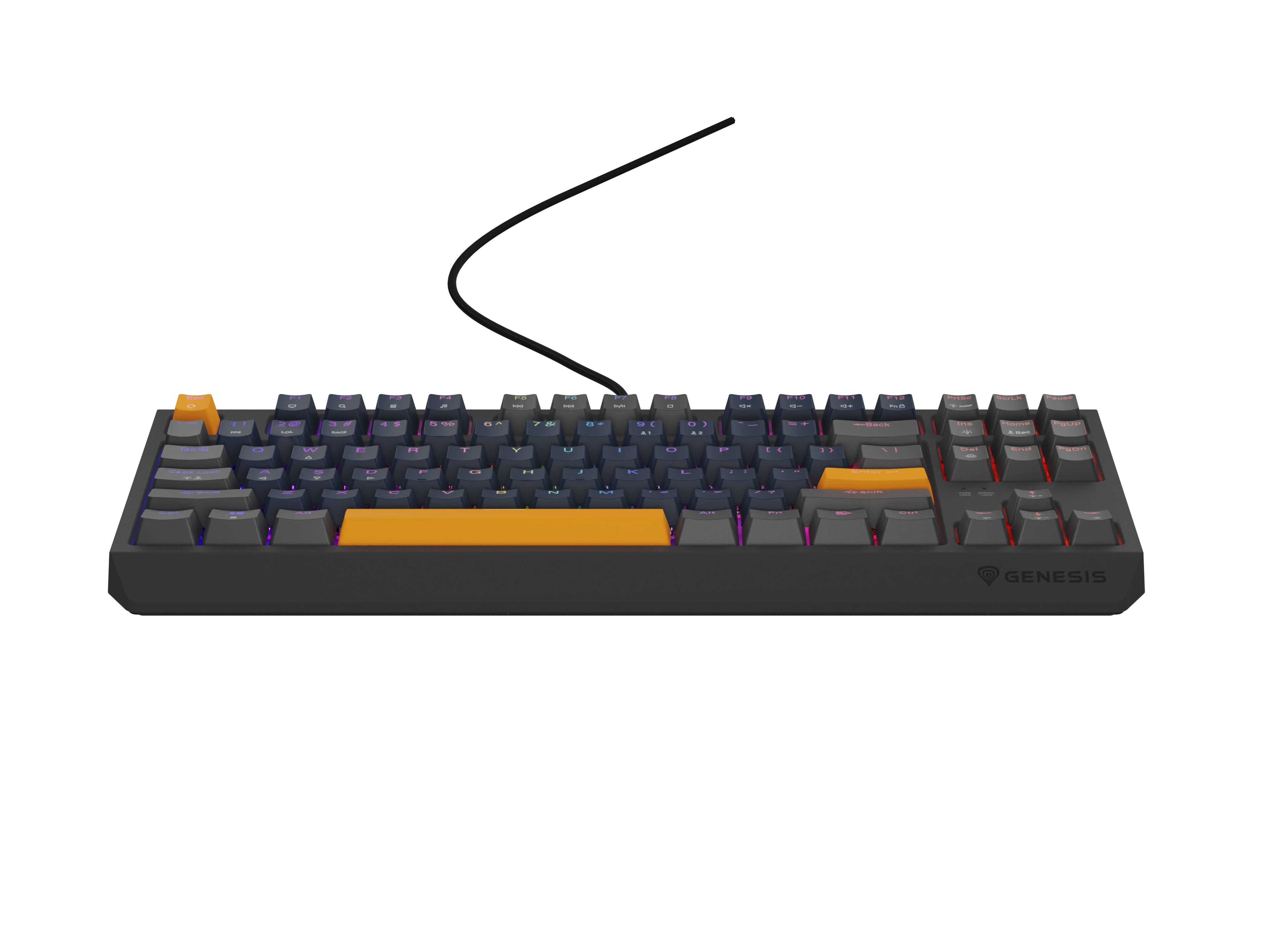 GENESIS THOR 230 TKL clavier Gaming USB + RF Wireless + Bluetooth QWERTY Noir, Bleu, Gris, Orange