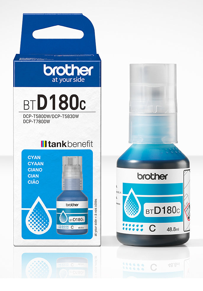 Bouteille d'encre Compatible Référence BTD180C, Couleur Cyan