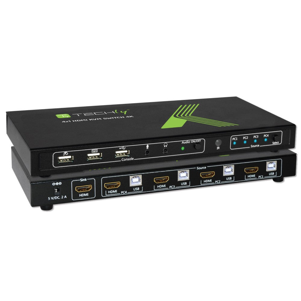 Commutateur KVM HDMI USB 4x1 4Kx2K IDATA KVM-HDMI4U, Noir