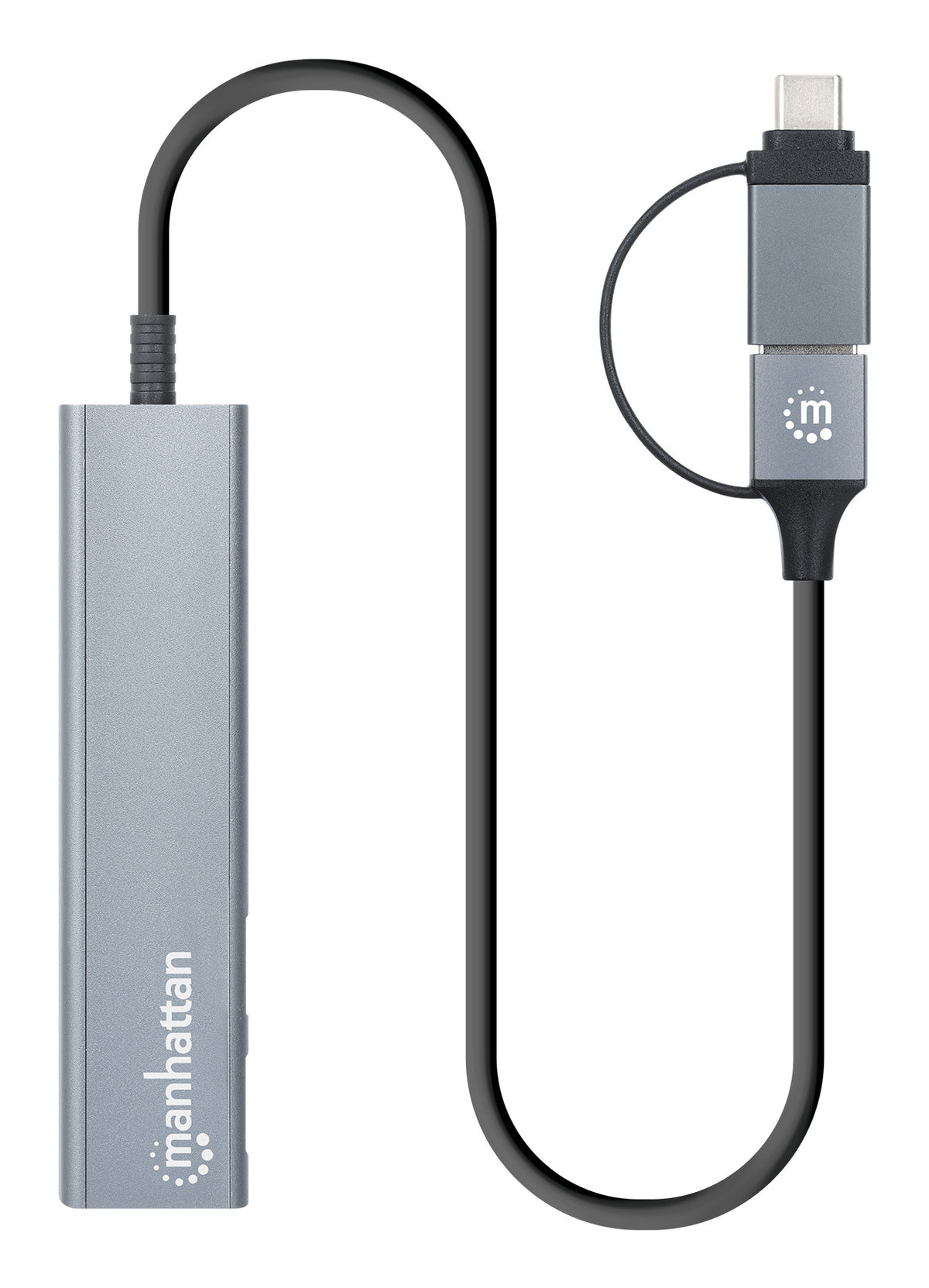 Manhattan Dock/hub combo USB-C & USB-A, 4 ports : 2x USB-A + 2x USB-C, 5 Gbit/s (USB 3.0), Alimenté par USB (aucune alim