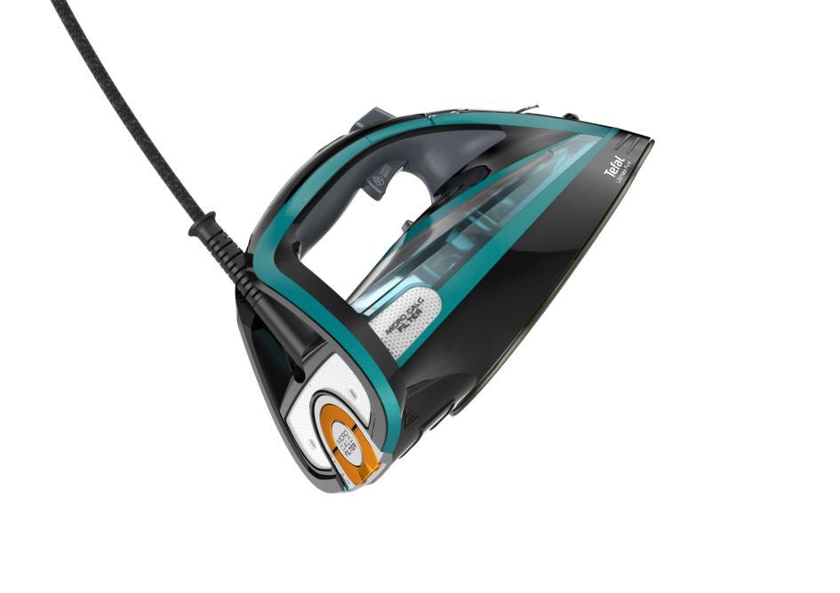 Tefal Ultimate Pure FV9844 Fer à repasser à sec ou à vapeur Semelle Durilium autonettoyante 3200 W Noir, Bleu