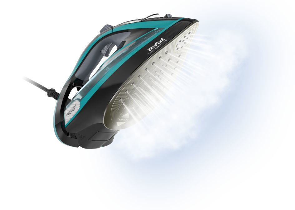 Tefal Ultimate Pure FV9844 Fer à repasser à sec ou à vapeur Semelle Durilium autonettoyante 3200 W Noir, Bleu