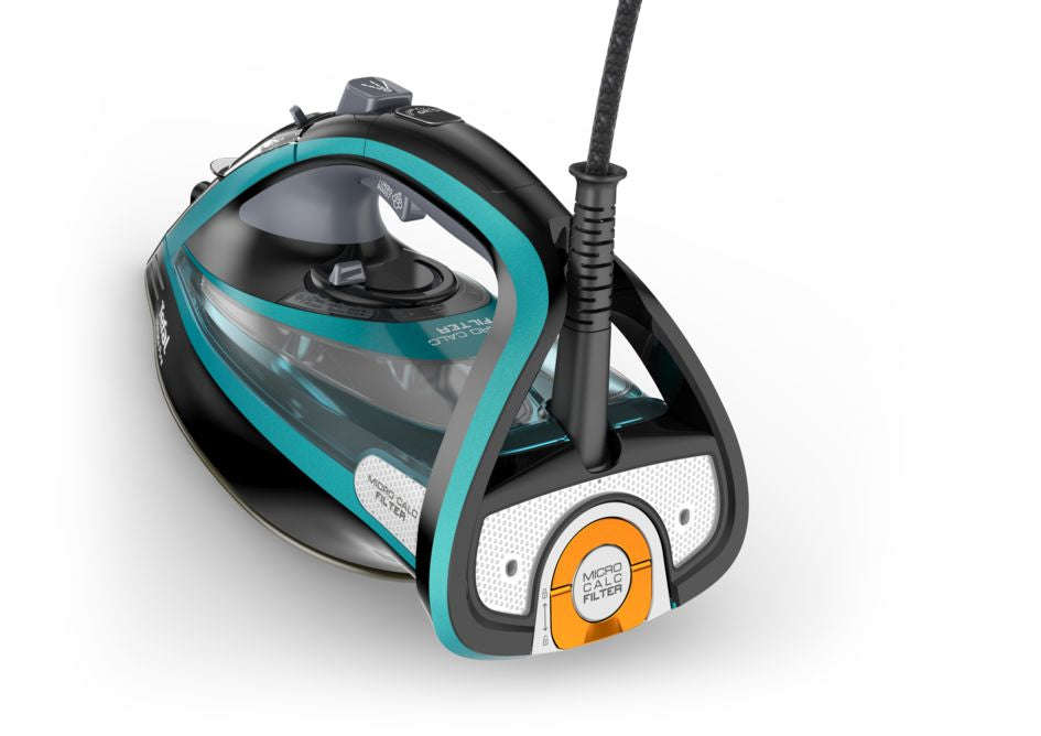 Tefal Ultimate Pure FV9844 Fer à repasser à sec ou à vapeur Semelle Durilium autonettoyante 3200 W Noir, Bleu
