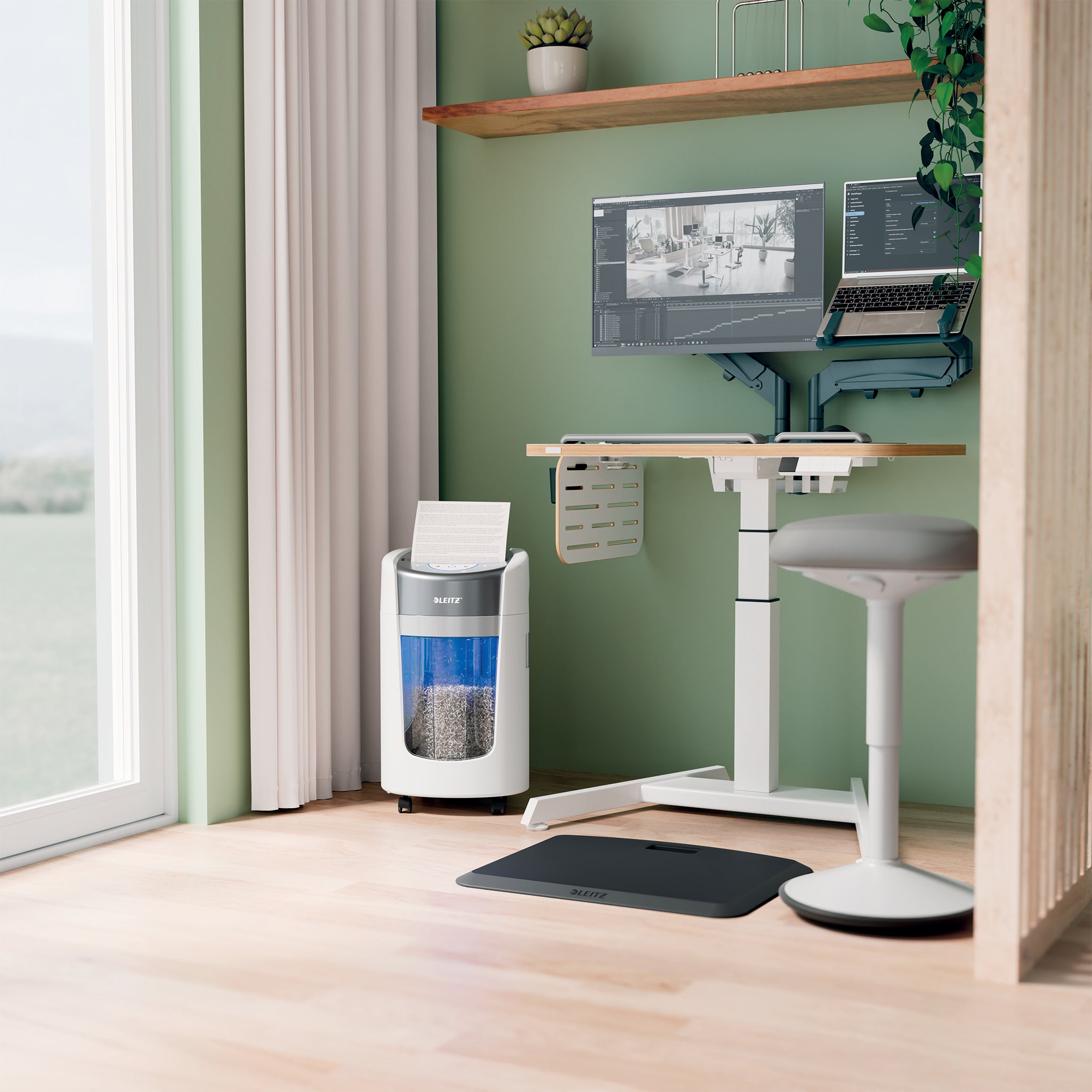 Leitz IQ OptiMax Home Office 225 destructeur de papier Découpage par micro-broyage 58 dB Gris, Blanc