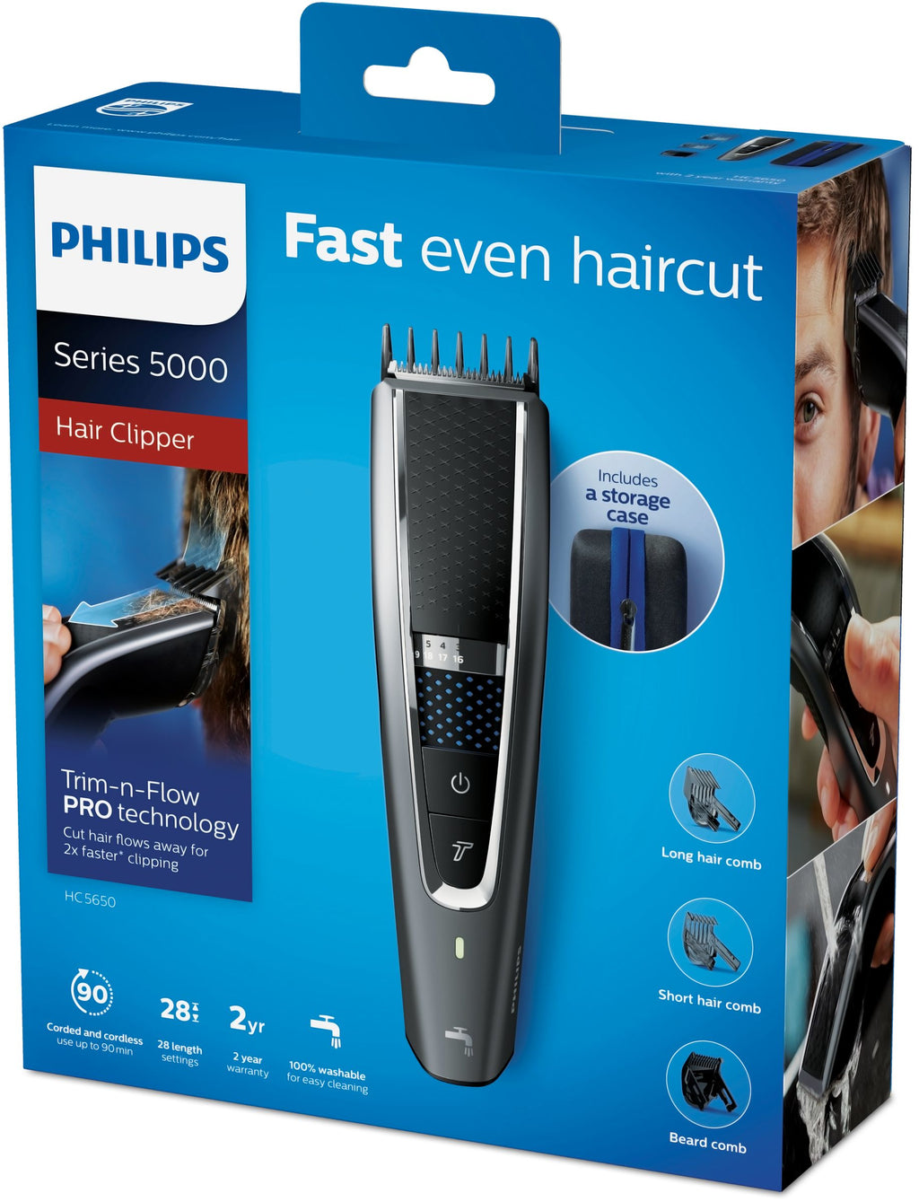 Philips 5000 series Hairclipper series 5000 HC5650/15 Tondeuse à cheveux lavable