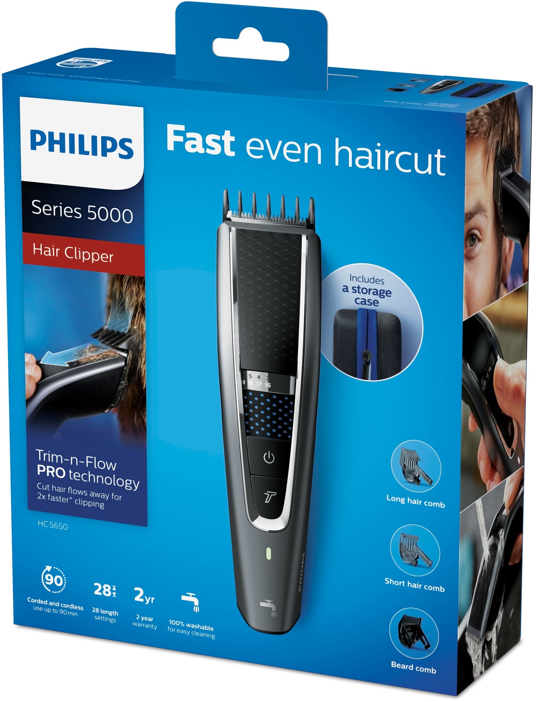 Philips 5000 series Hairclipper series 5000 HC5650/15 Tondeuse à cheveux lavable