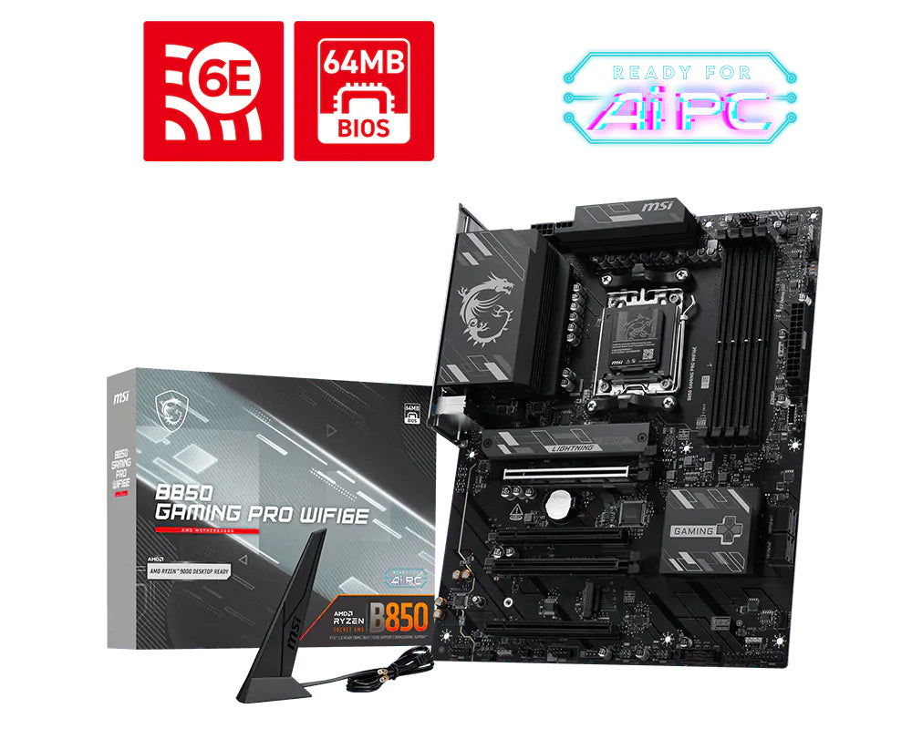 MSI B850 GAMING PRO WIFI6E Carte Mère ATX Socket AM5 AMD B850