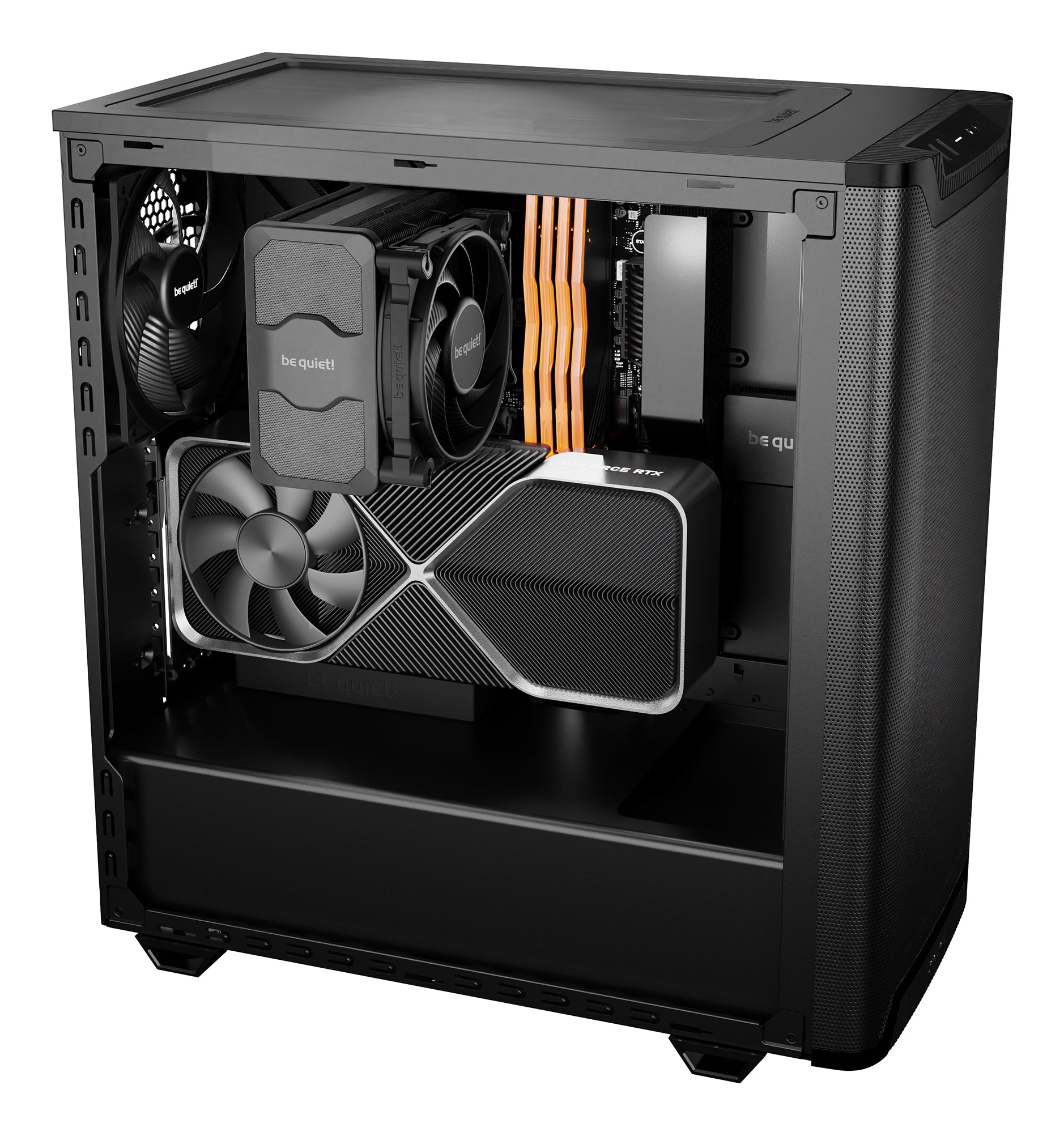 be quiet! Pure Base 501 Noir | Boîtier PC vitré , Mini ATX / Micro ATX / ATX, 2 ventilateurs Pure Wings 3 140 mm PWM