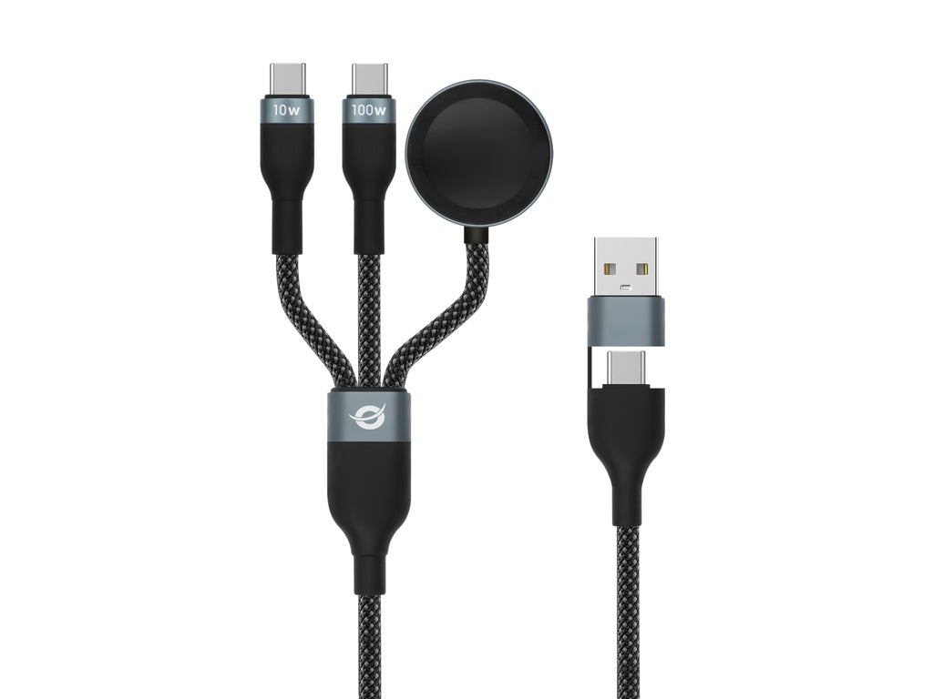 Conceptronic ETTA08B15 Câble USB 2.0 USB-A vers 2 x USB-C, 1,5 m, 100 W, Noir