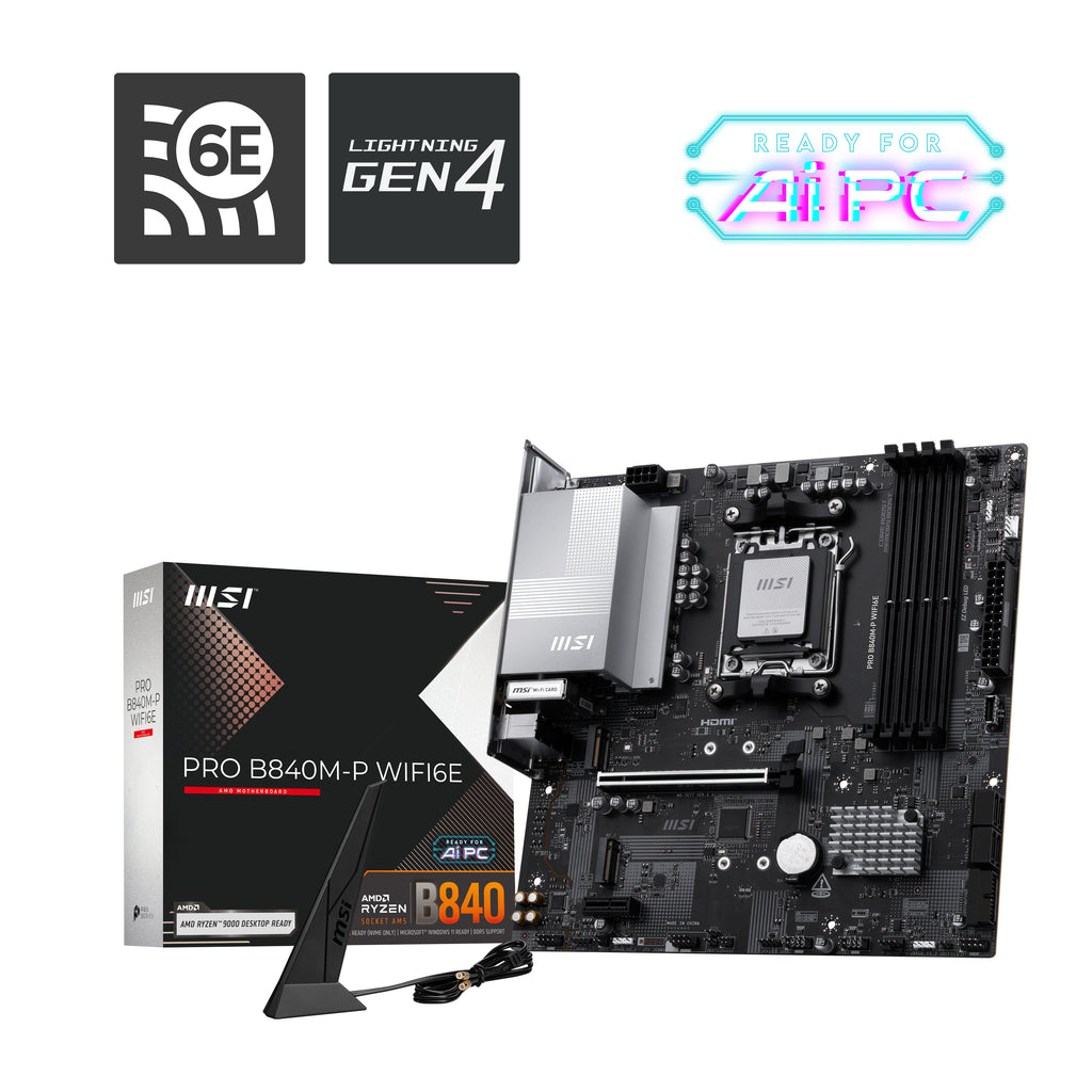 MSI PRO B840M-P WIFI6E carte mère AMD B840 Emplacement AM5 micro ATX