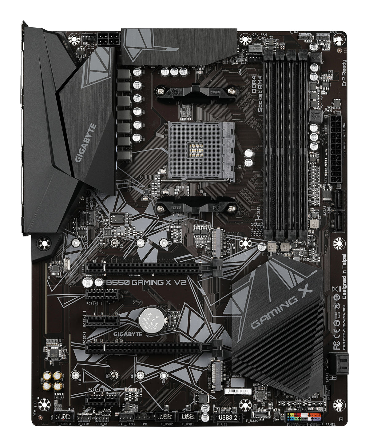 GIGABYTE B550 Gaming X V2 Carte mère - Processeurs AMD Ryzen 5000, VRM 10+3 phases, jusqu'à 4733 MHz DDR4, 1xPCIe 4.0 + 
