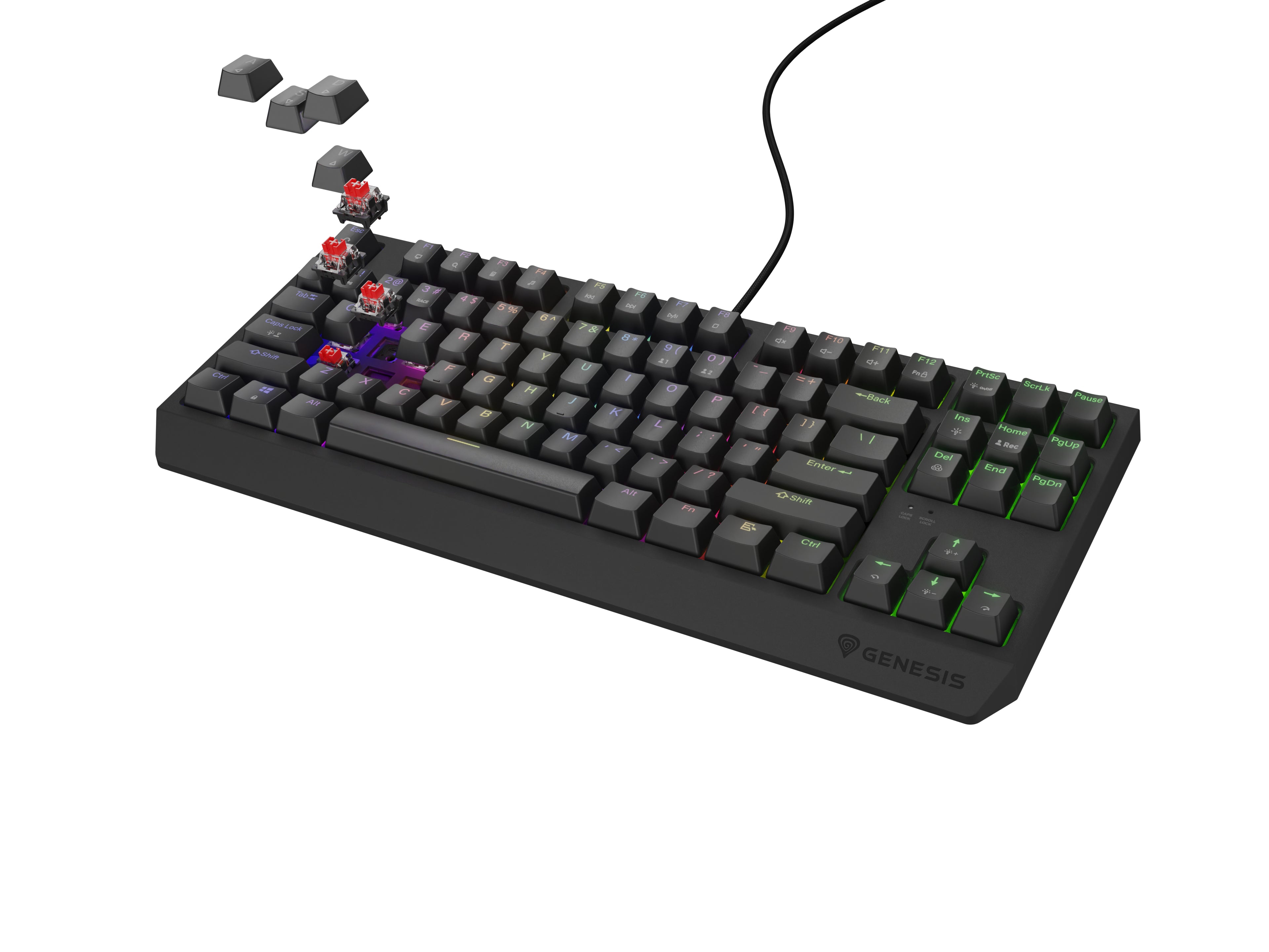 GENESIS Thor 230 TKL clavier Gaming USB + RF Wireless + Bluetooth QWERTY Noir