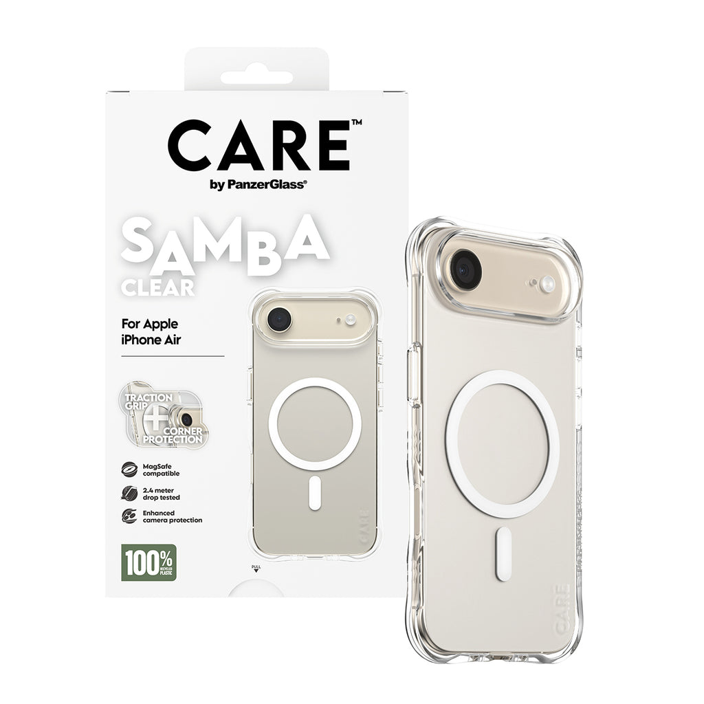 PanzerGlass CARE™ by ® Samba Case Transparent w. White MagSafe iPhone Air coque de protection pour téléphones portables Housse