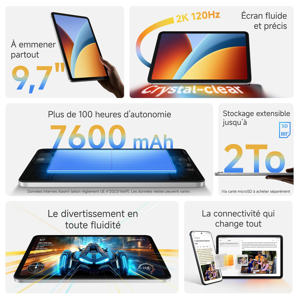 Xiaomi Tablette tactile Redmi Pad 2 9,7'' 64 Go Gris