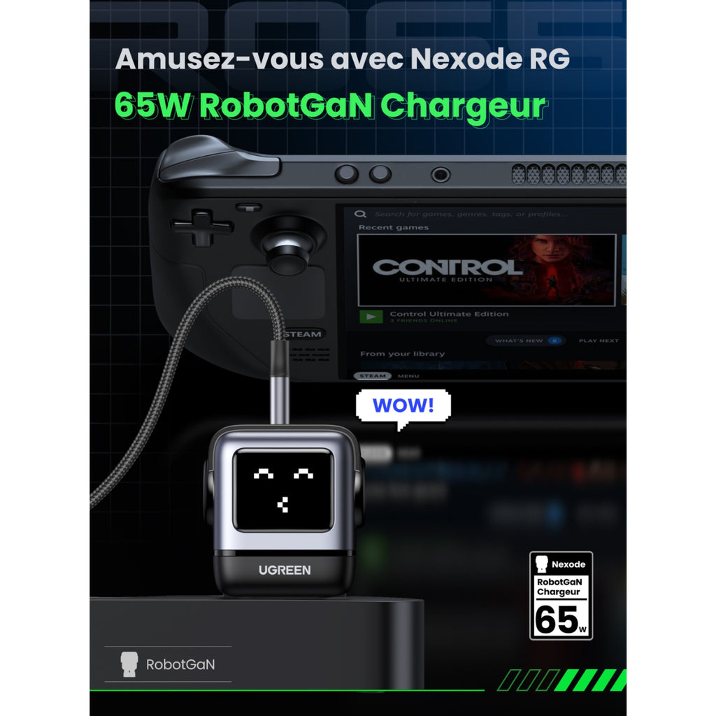 Ugreen Chargeur USB-C et USB triple 65W Power Delivery GaN Nexode Uno