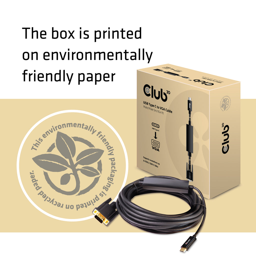 CLUB3D cac-1512 5 m USB Type-C VGA (D-Sub) Noir