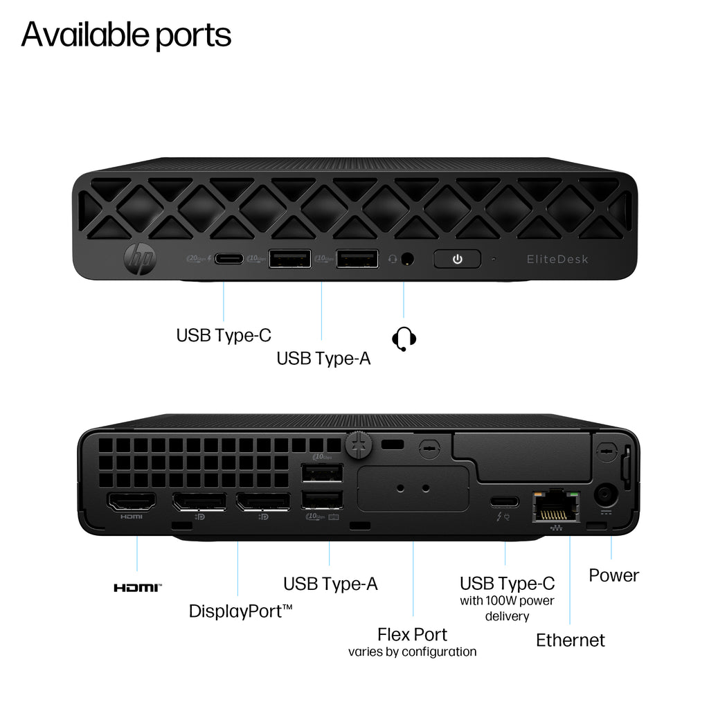 HP EliteDesk 8 Mini G1i AI PC Intel Core Ultra 9 64 Go DDR5 1 To SSD Windows 11 Pro Noir