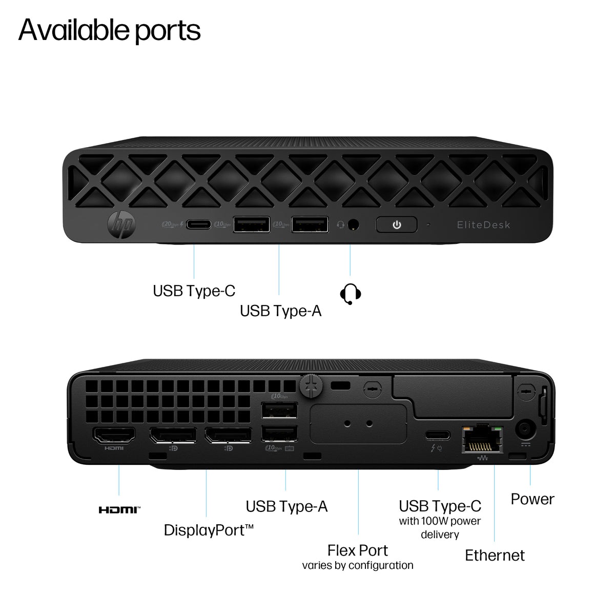 HP EliteDesk 8 G1i AI Mini PC, Intel Core Ultra 7 265T, 16GB RAM, 1TB SSD, Intel Graphics, Windows 11 Pro