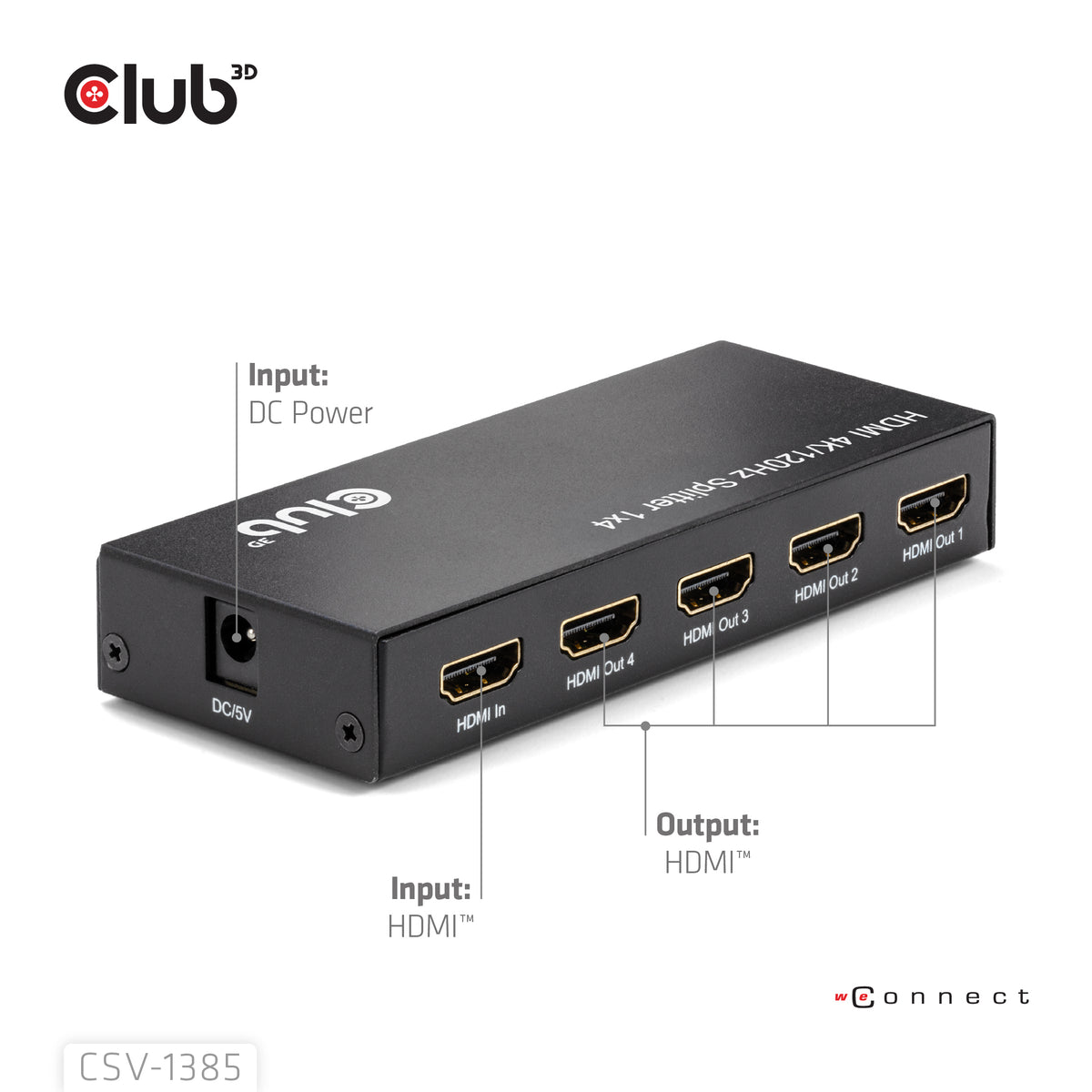 CLUB3D Commutateur HDMI 4x HDMI 4K Ultra HD