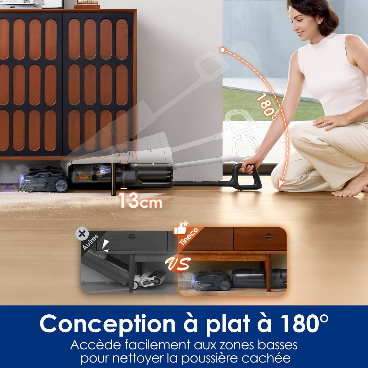 Tineco Aspirateur laveur Floor One S7 Stretch Steam Plus Noir
