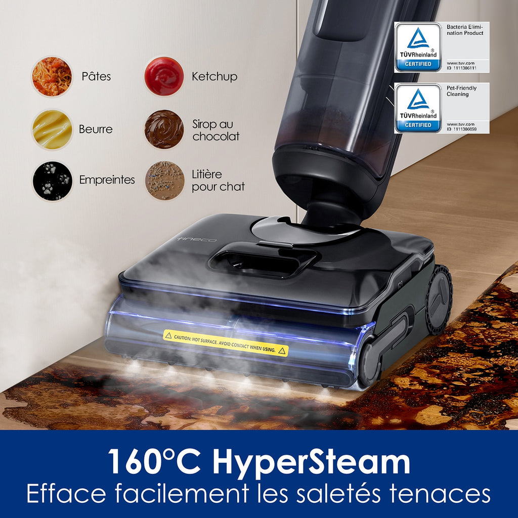 Tineco Aspirateur laveur Floor One S7 Stretch Steam Plus Noir