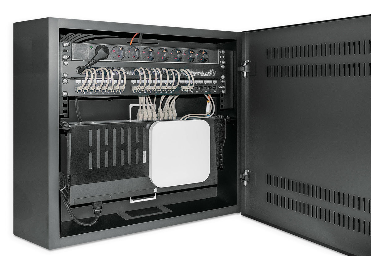 Intellinet Coffret mural 19" extra-plat, rails 4U horizontaux et 2U verticaux, profondeur 170 mm, Noir RAL 7021