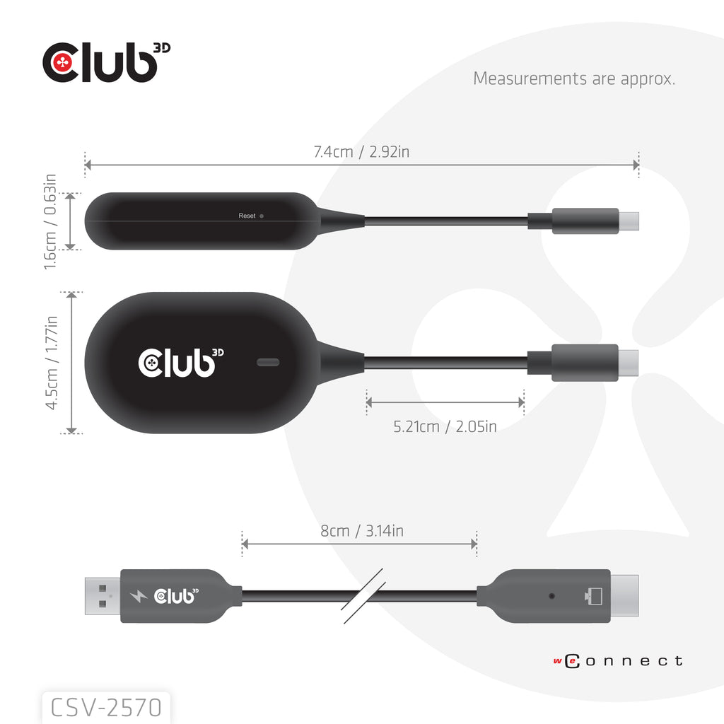 CLUB3D CSV-2570 Extension Audio/Vidéo Émetteur et Récepteur AV, Noir