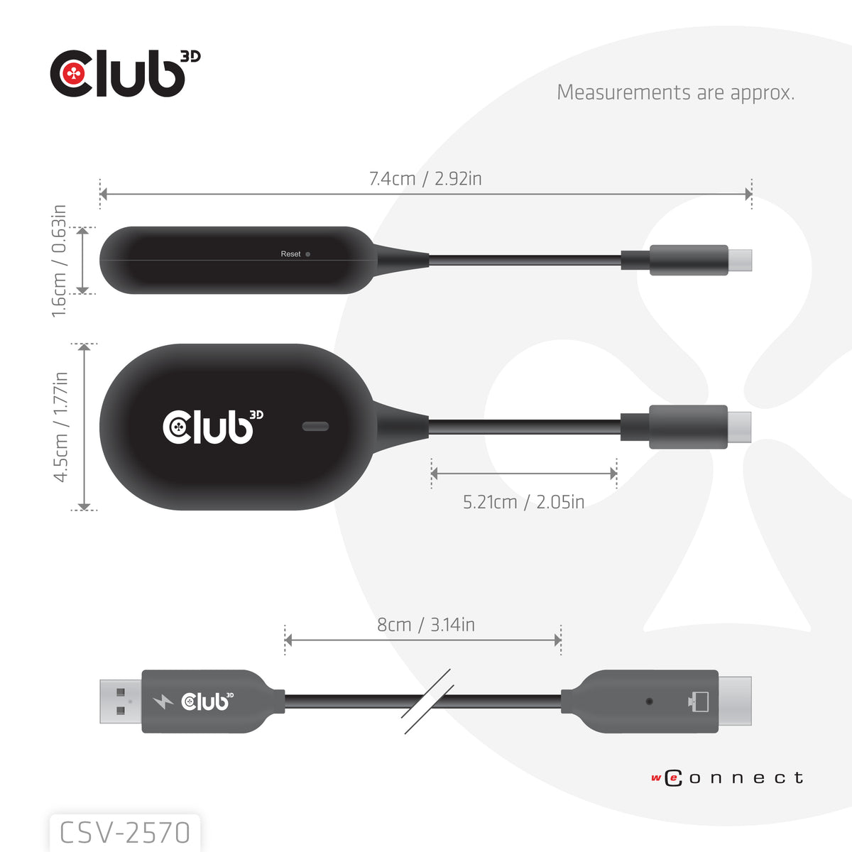 CLUB3D CSV-2570 Extension Audio/Vidéo Émetteur et Récepteur AV, Noir