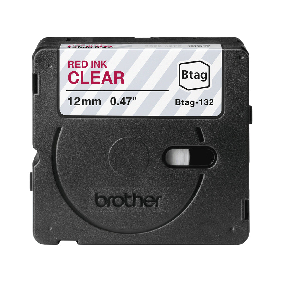 Brother BTAG-132 ruban d'étiquette Rouge sur transparent