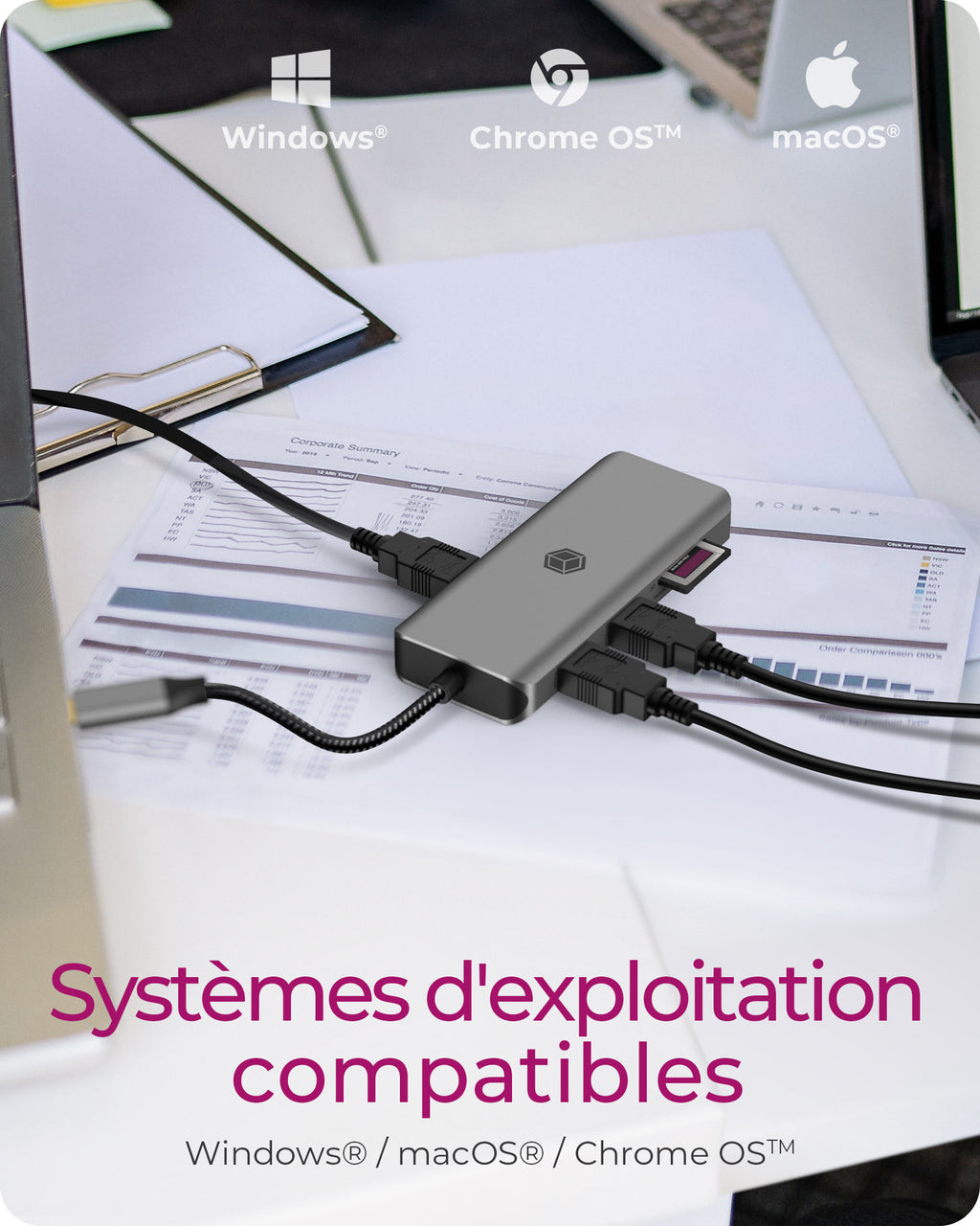 ICY BOX IB-DK4012-CPD Avec fil USB 3.2 Gen 1 (3.1 Gen 1) Type-C Anthracite, Noir