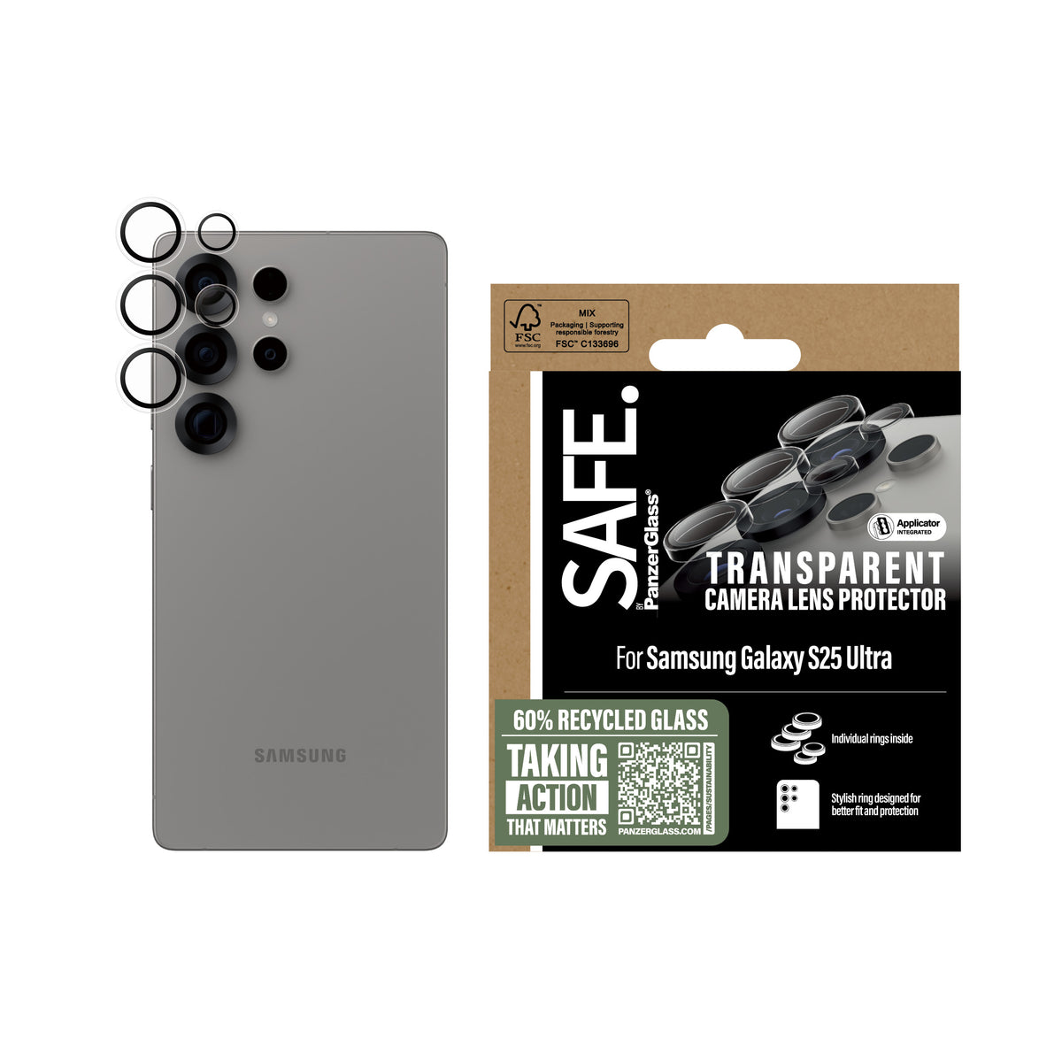 PanzerGlass SAFE. by Protector de Lentille de Caméra Transparent pour Samsung Galaxy S25 Ultra