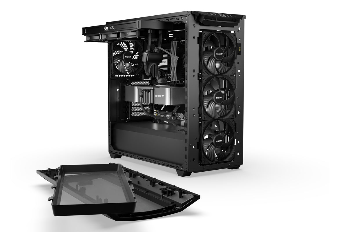be quiet! Shadow Base 800 Noir | Boîtier PC ARGB vitré, Mini ITX / Micro ATX / ATX / E-ATX, 3 ventilateurs Pure Wings 3 