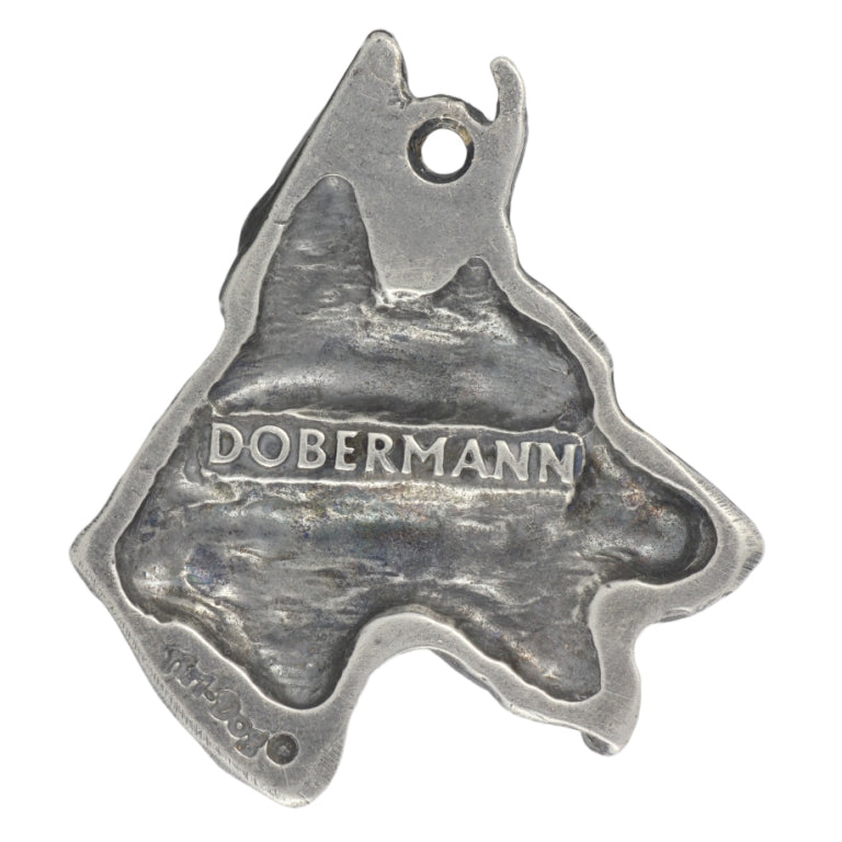 Dobermann, Doberman Pinscher, Dobie I - Silver-plated key ring with a dog in a gift box, handbag decoration, backpack pendant by Art-Dog brand