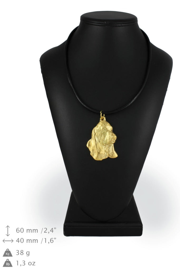 Basset Hound II - keychain and necklace with a dog in a box, high-quality gold-plated product, Art-Dog brand