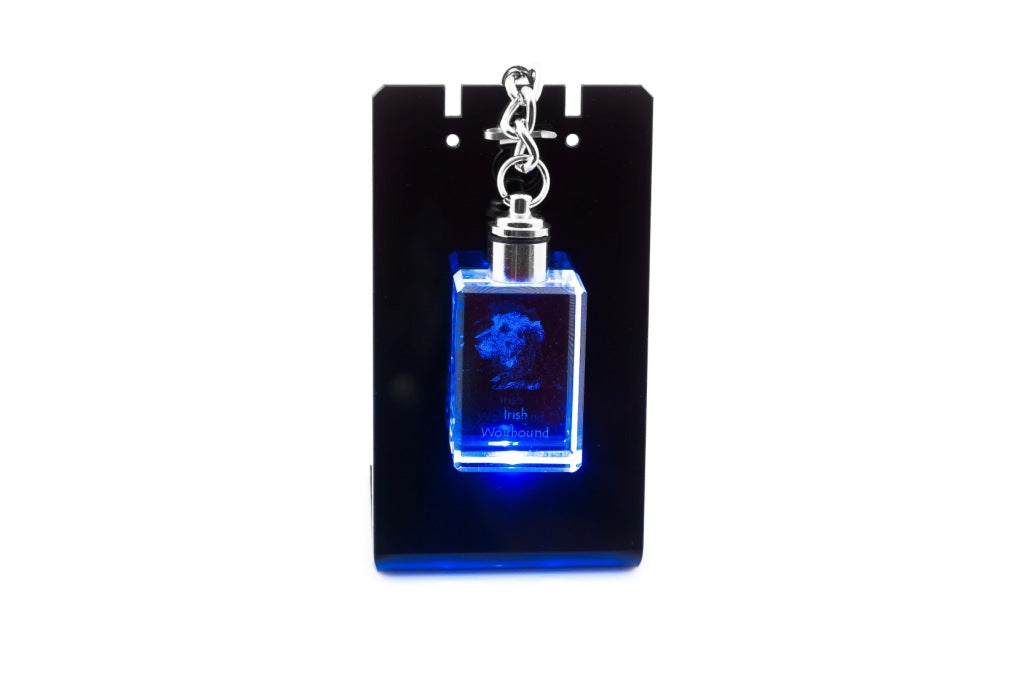 Irish Wolfhound - Crystal key ring with dog photo, illuminated key ring, unique gift by Art-Dog brand