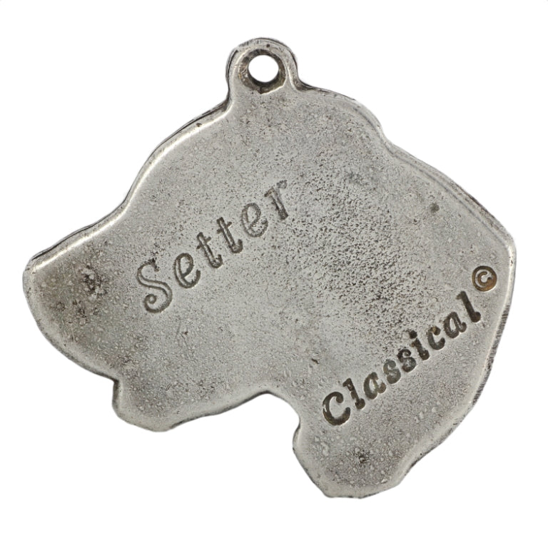 English setter, Lawerack, Laverack - Silver-plated key ring with a dog in a gift box, handbag decoration, backpack pendant by Art-Dog brand