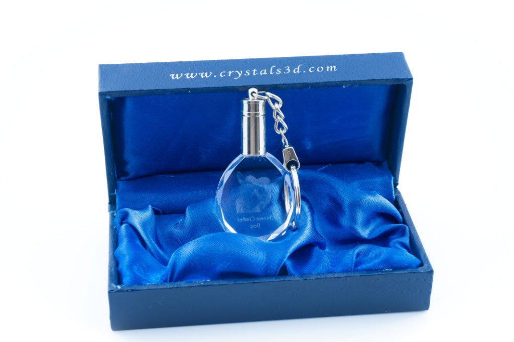 Chinese Crested Dog, Puff - pendant with a photo of a dog, crystal key ring in a gift box, a unique gift by Art-Dog