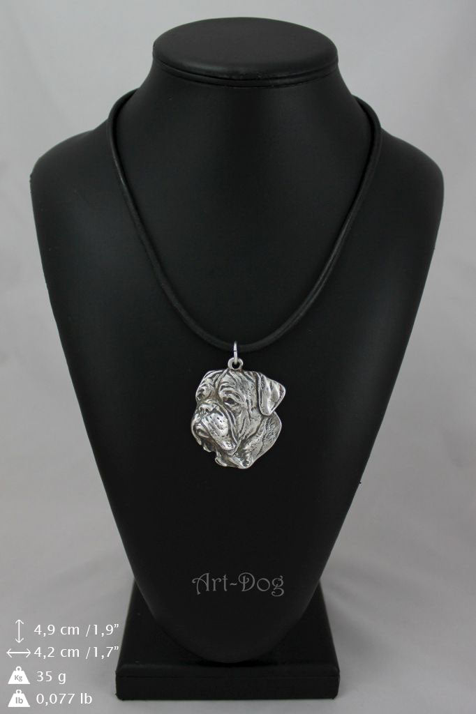 Dogue de Bordeaux, French Mastiff, Bordeauxdog II - Dog necklace in gift box, silver-plated locket for dog fan, striking pendant by Art-Dog brand