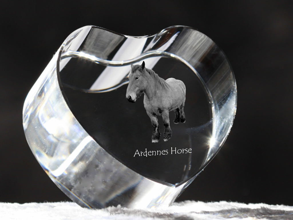 Ardennes Horse - a photo of a horse in crystal, a crystal heart, a unique frame with a photo from the Art-Dog brand